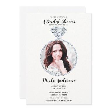 Diamond Wedding Bling Ring Bridal Shower Photo Invitations