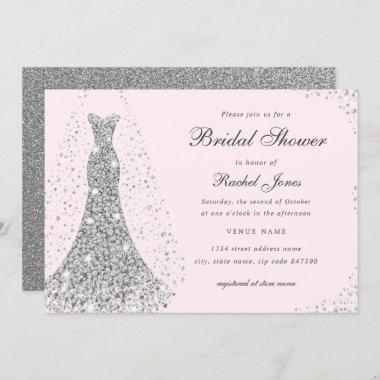 Diamond Wedding Dress Elegant Bridal Shower Invitations