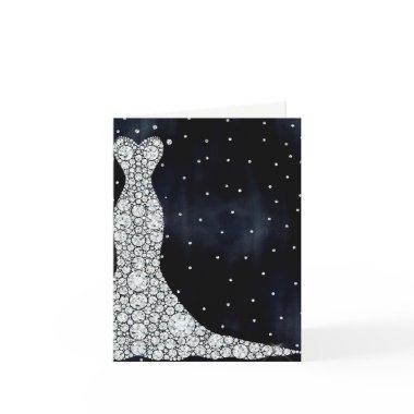 Diamond Wedding Dress Modern Blue Bridal Shower Invitations