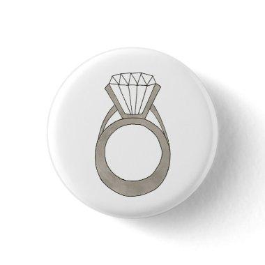 Diamond Wedding Engagement Ring Bride To Be Bling Pinback Button