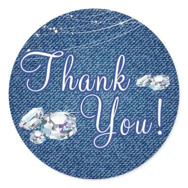 Diamonds and Denim Thank You Stickers