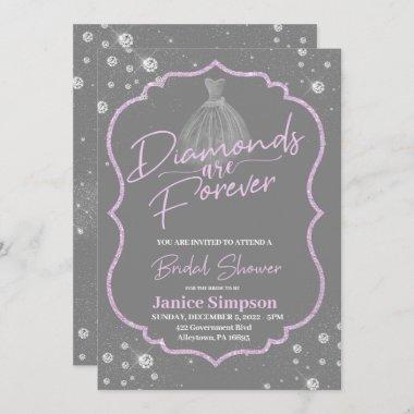 Diamonds are forever Flower Bridal Shower Invitations