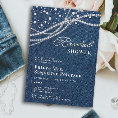Diamonds Pearls Elegant Romance Mrs. Bridal Shower Invitations