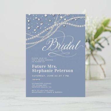 Diamonds Pearls Something Blue Mrs Bridal Shower Invitations