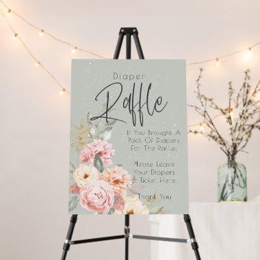 Diaper Raffle Baby Shower Blush Pink Ivory Peonies Foam Board