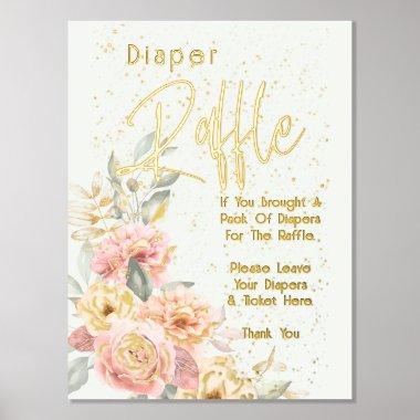 Diaper Raffle Baby Shower Blush Pink Ivory Peonies Foil Prints