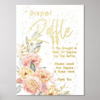 Diaper Raffle Baby Shower Blush Pink Ivory Peonies Foil Prints