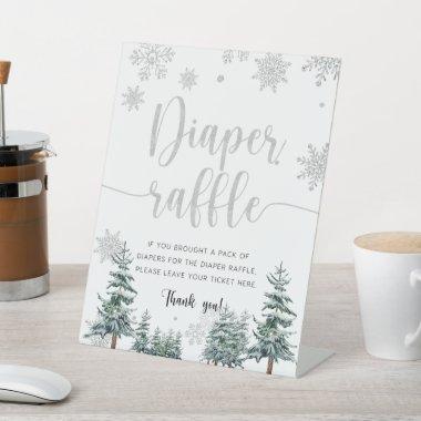 Diaper raffle baby shower winter sign silver