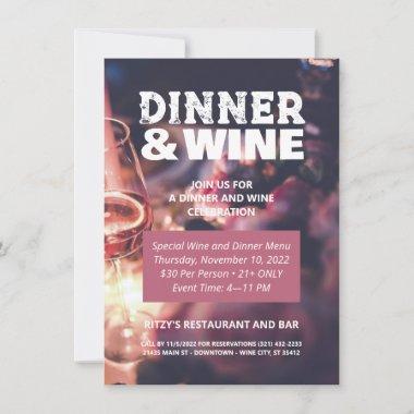 Dinner and Wine Photo Custom Flyer Invitations
