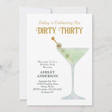 Dirty Martini 30th Birthday Party, Dirty Thirty Invitations