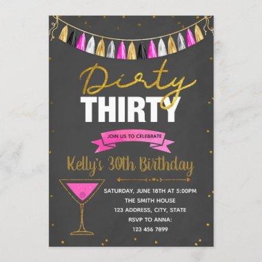 Dirty thirty pink party Invitations