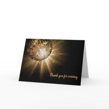 Disco ball gold thank you Invitations