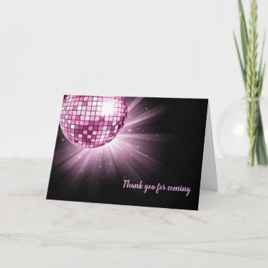 Disco ball pink thank you Invitations