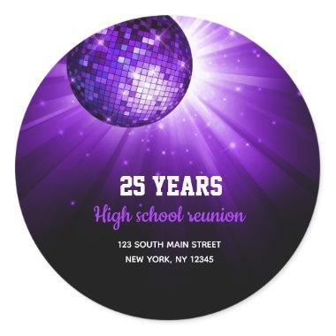 Disco ball purple classic round sticker