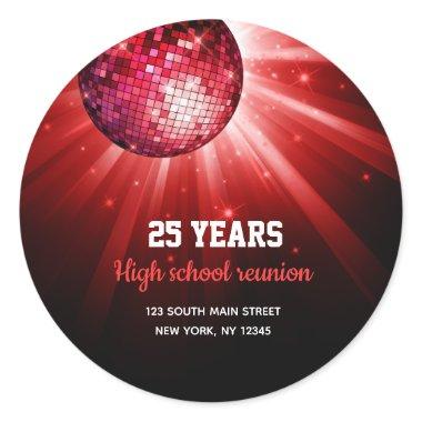 Disco ball red classic round sticker