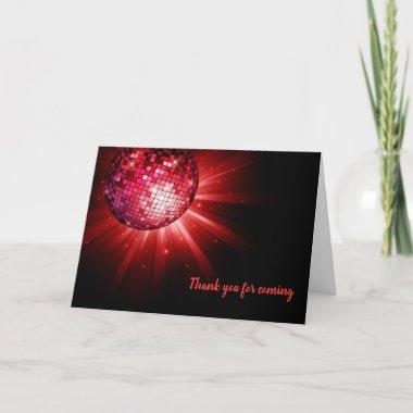 Disco ball red thank you Invitations
