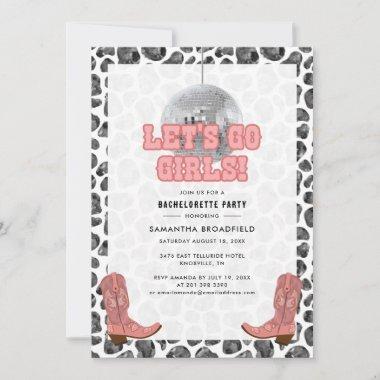 Disco Cowgirl Bachelorette Party Let’s Go Girls Invitations