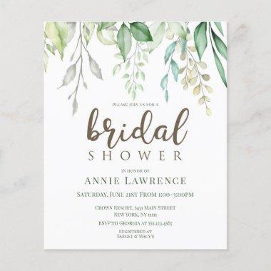Discount Green Floral Bridal Shower Invitations