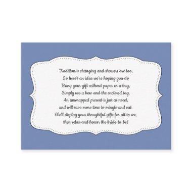 Display bridal shower, insert card, ANY COLOR