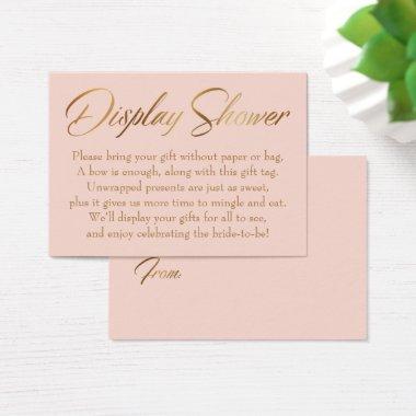 Display Shower Elegant Gold & Blush Gift Tag Invitations
