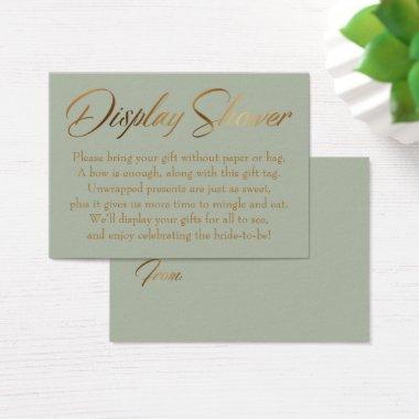 Display Shower Elegant Gold & Green Gift Tag Invitations