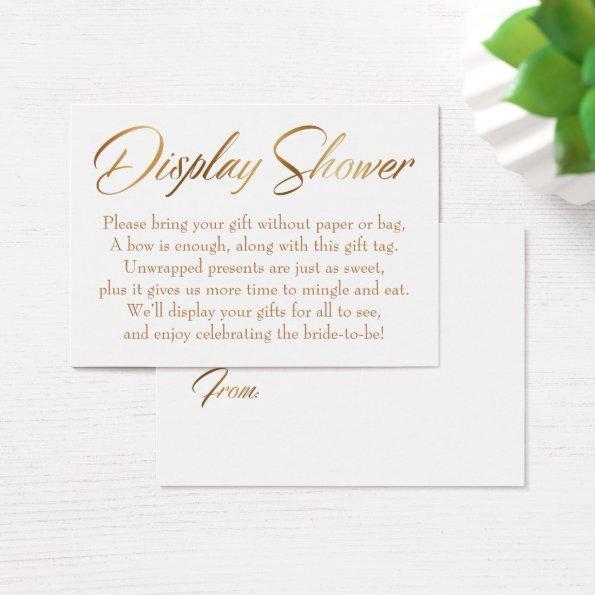Display Shower Elegant Gold Script Gift Tag Invitations