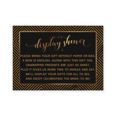 Display Shower Hearts Gold Script Gift Tag, Black Enclosure Invitations