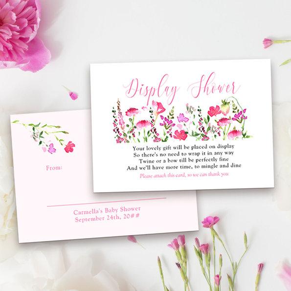 Display Shower Pretty Pink Wildflower Gift Tag Enclosure Invitations