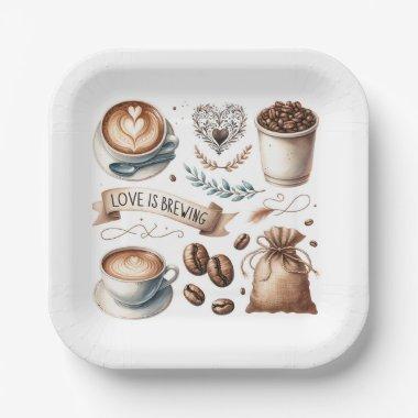 Disposable  Plates Love is Brewing