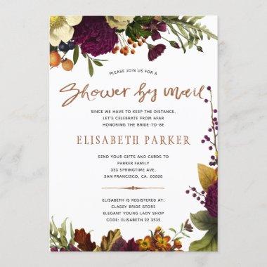 Distance shower burgundy floral shower by mail Invitations