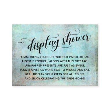 Distressed Aqua Display No Wrap Bridal Shower Invitations