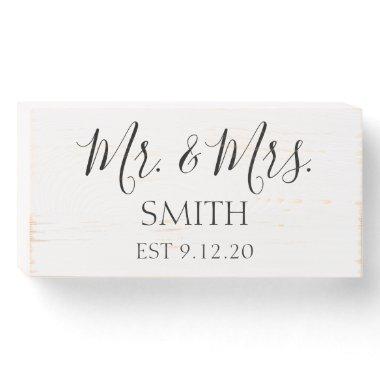DISTRESSED WOOD WHITE WEDDING DECOR LAST NAME WOODEN BOX SIGN