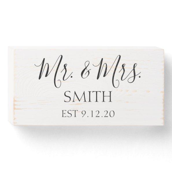 DISTRESSED WOOD WHITE WEDDING DECOR LAST NAME WOODEN BOX SIGN