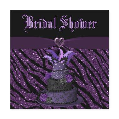 Diva Cake & Printed Zebra Glitter Bridal Shower Invitations