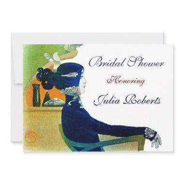 DIVA IN BLUE MONOGRAM BRIDAL SHOWER PARTY Invitations