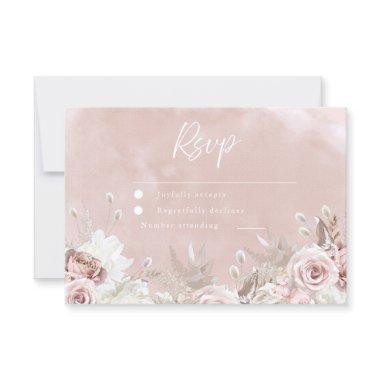 Divine Beautiful Dusty Rose Blush Wedding RSVP Card