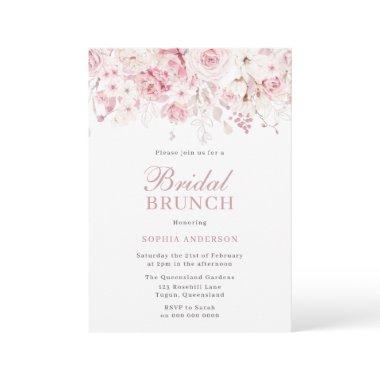 Divine Blush Roses Bridal Shower Brunch & Bubbly Invitations