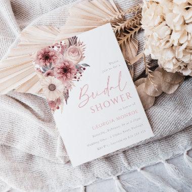Divine Boho Blush & Rose Bridal Shower Invitations