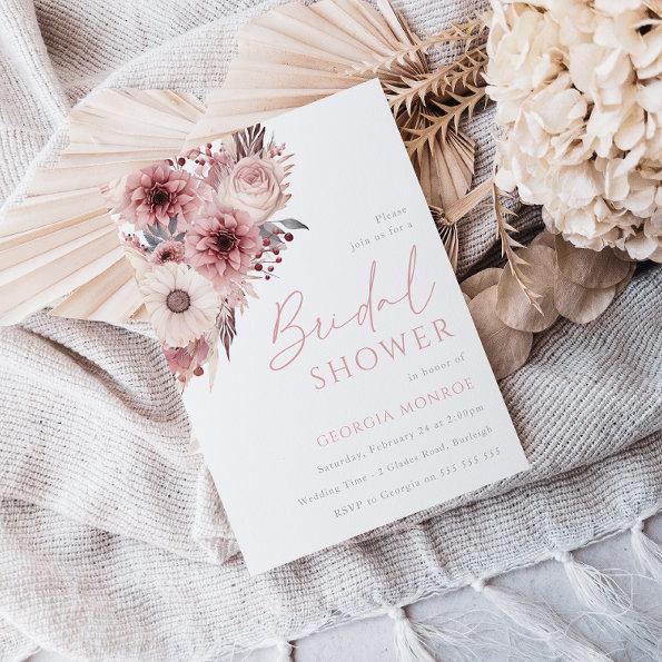 Divine Boho Blush & Rose Bridal Shower Invitations