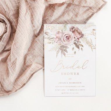 Divine Rose Gold Blush Floral  Foil