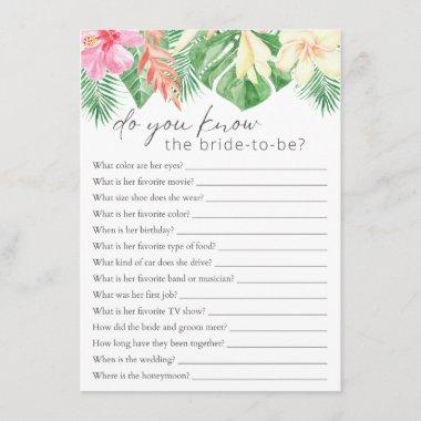 Do You Know the Bride Tropical Bridal Shower Game Enclosure Invitations