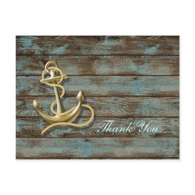 dock wood beach anchor nautical wedding thank you postInvitations