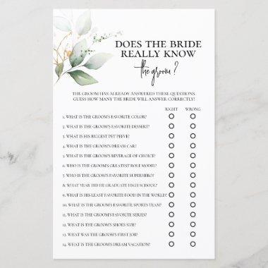 Does the Bride really know the groom? bridal game