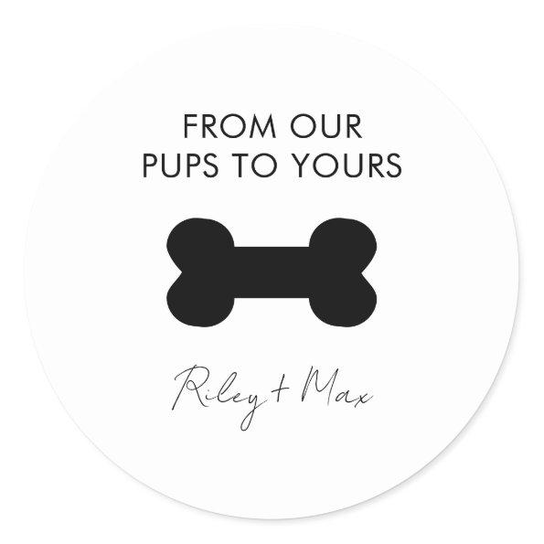 Dog Cat Puppy Treat Wedding Favor From Our Pups Classic Round Sticker