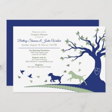 Dogs Chasing Birds Couple's Shower Invitations