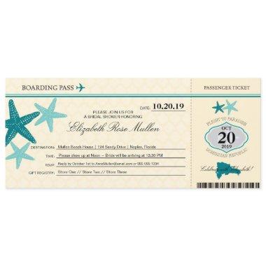 Dominican Republic Bridal Shower Boarding Pass Invitations