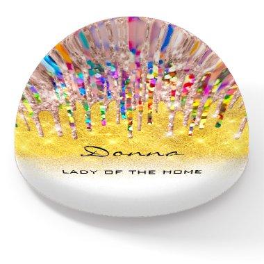 Donna NAME MEANING Holograph Drips Confetti Paperweight