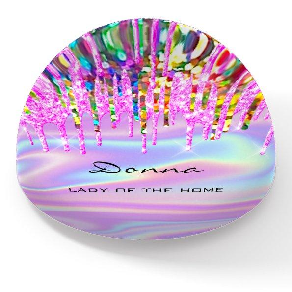 Donna NAME MEANING Holograph Drips Pink Holograph Paperweight