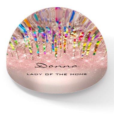 Donna NAME MEANING Holograph Drips Rose Confetti Paperweight