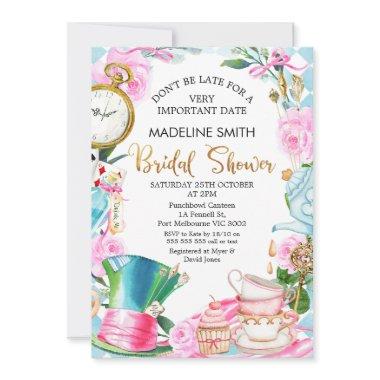 Don't be Late Wonderland Bridal Shower Invitations